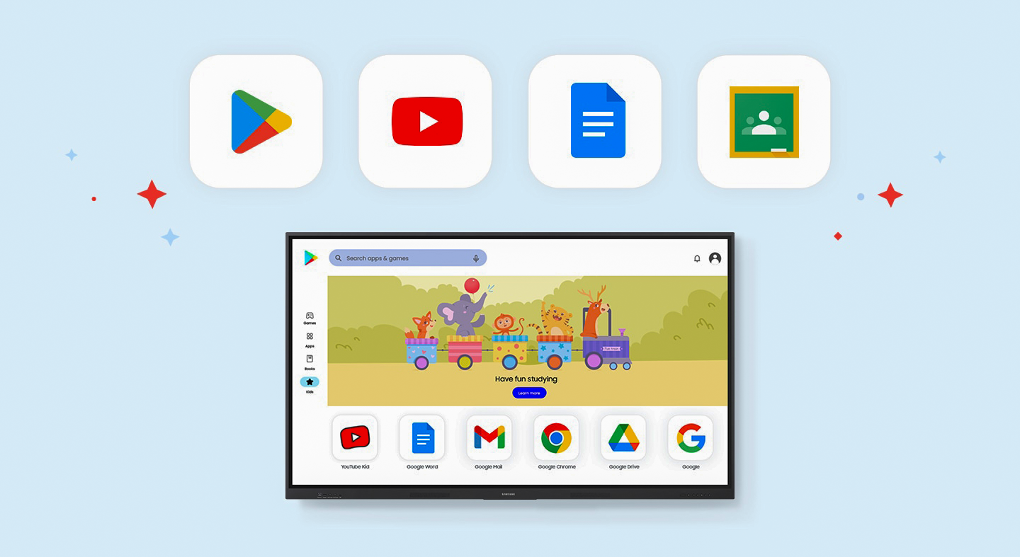 Pizarra interactiva Samsung WAF 75" en un aula mediana con anotaciones sobre el contenido