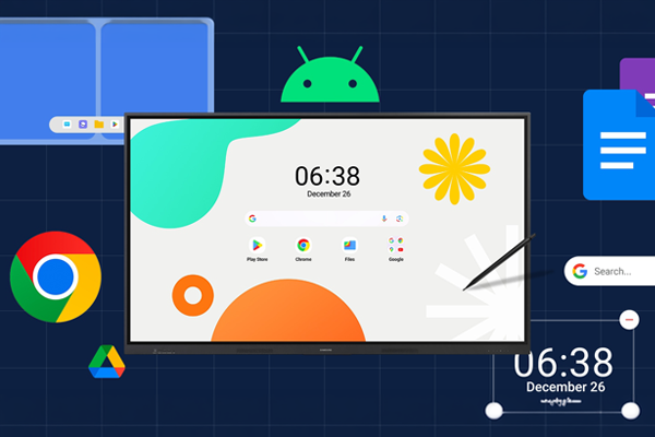 Pantalla Samsung WAF 75" con zonas de escritura para trabajo en grupo